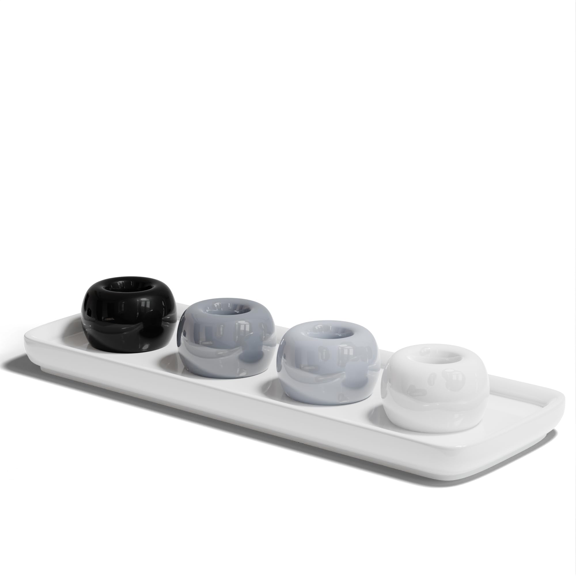 Standing Toothbrush Holder with Tray, Toothbrush Stand, Ceramic Toothbrush Holder for Bathroom, Small Toothbrush Holder (4 Holde