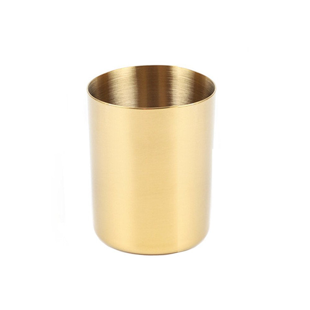 Mei Yi Tian Gold Pen Holder Glossy Stainless Steel Pencil Cup For Home Office Desk Organizers Multi Use Makeup Brush Holder Flow