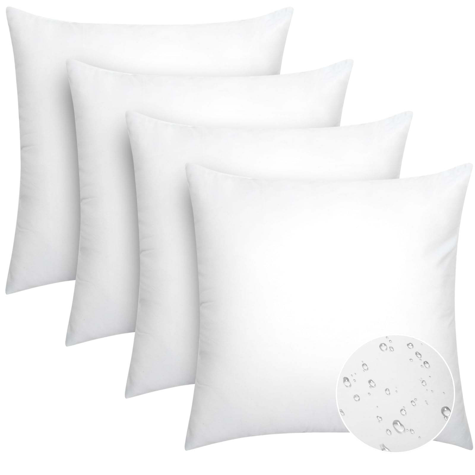 Casajoy Pack Of 4 16X16 Outdoor Pillow Inserts, Water Resistant Throw Pillow Inserts, Cushion Inner Pads For Patio, Furniture, S