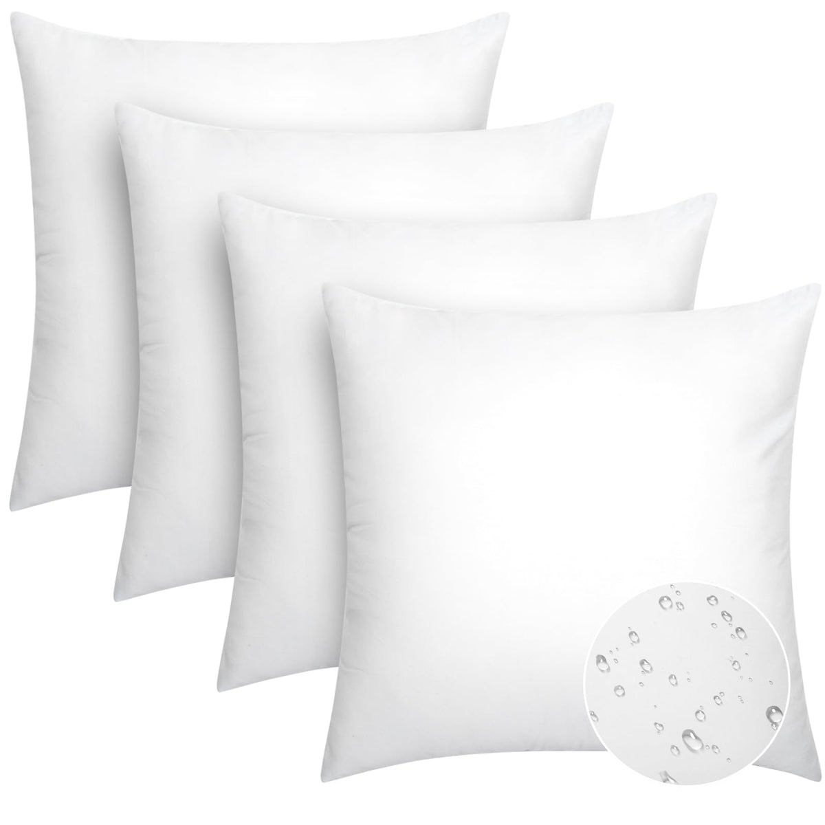 Casajoy Pack Of 4 20X20 Outdoor Pillow Inserts, Water Resistant Throw Pillow Inserts, Cushion Inner Pads For Patio, Furniture, S