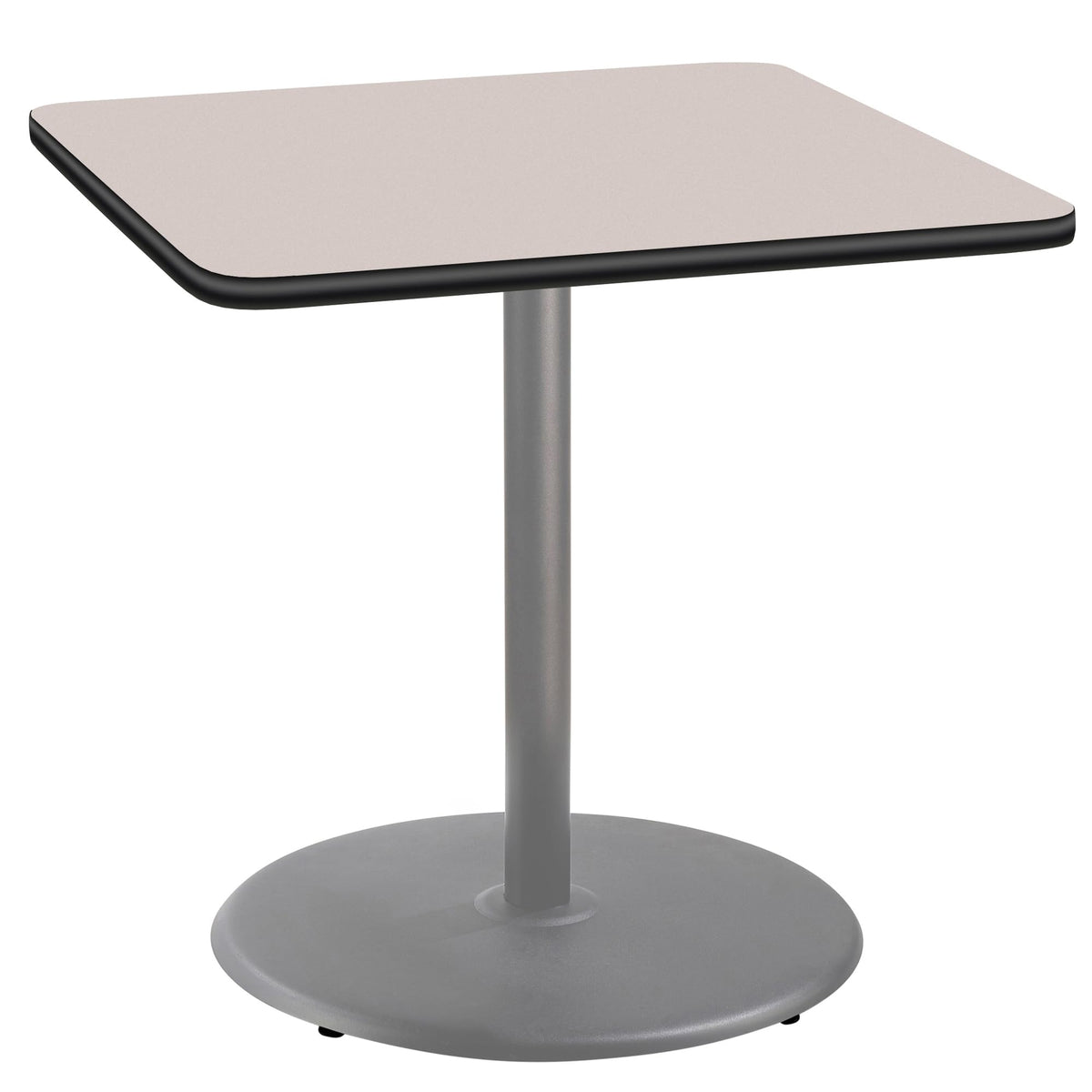 National Public Seating NPS 36&quot; Square Cafe Table with Round Base, 36&quot; Height, Particleboard Core/T-Mold, Grey Nebula Top, Grey Frame