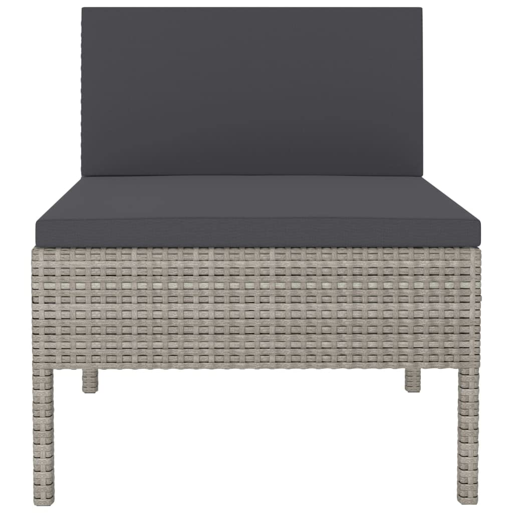 vidaXL 3-Piece Patio Chairs with Cushions - Weather-resistant Outdoor Furniture Set with Gray Poly Rattan and Anthracite Cushions