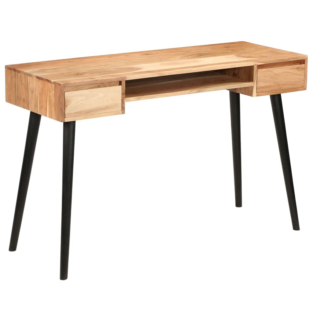 vidaXL Solid Acacia Wood Writing Table with Drawers and Shelf, 46.5&quot;x17.7&quot;x29.9&quot;, Easy-to-Assemble Home Office Desk with Unique Grain Design