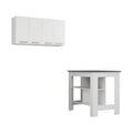White And Dark Brown 41 Kitchen Island Set With Storage