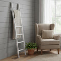 76 White Six Step Solid Wood Decorative Ladder