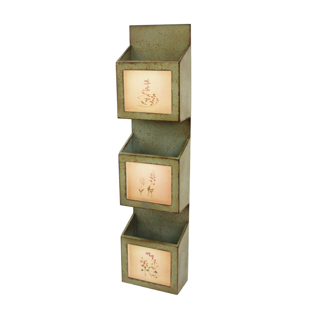 HomeRoots Wood 9.25' X 41.54' X 5.12' Green Rustic Vertical Newspaper & Magazine Rack