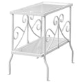 Monarch Specialties I Metal Accent Table with Tempered Glass, White