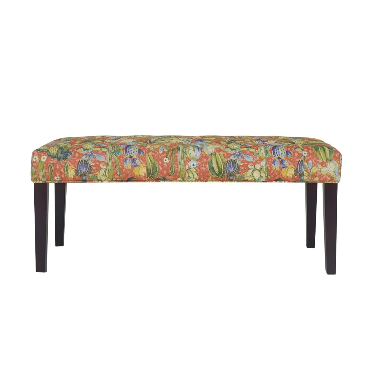 HomeRoots 483936 17.5 x 41.5 x 17.7 in. Brown & Green Succulent Floral Upholstered Bench