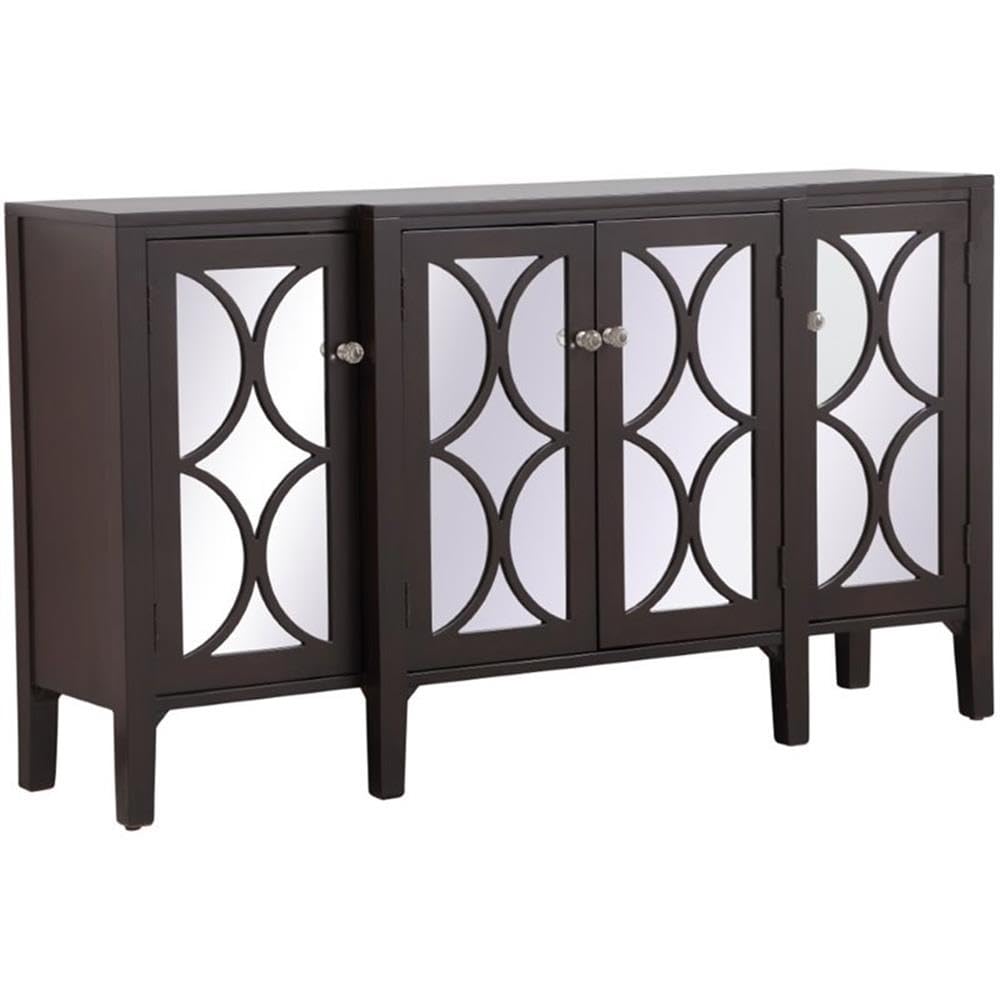 Elegant Decor Modern 4 Door 60&quot; Accent Sideboard in Hand Painted Dark Walnut