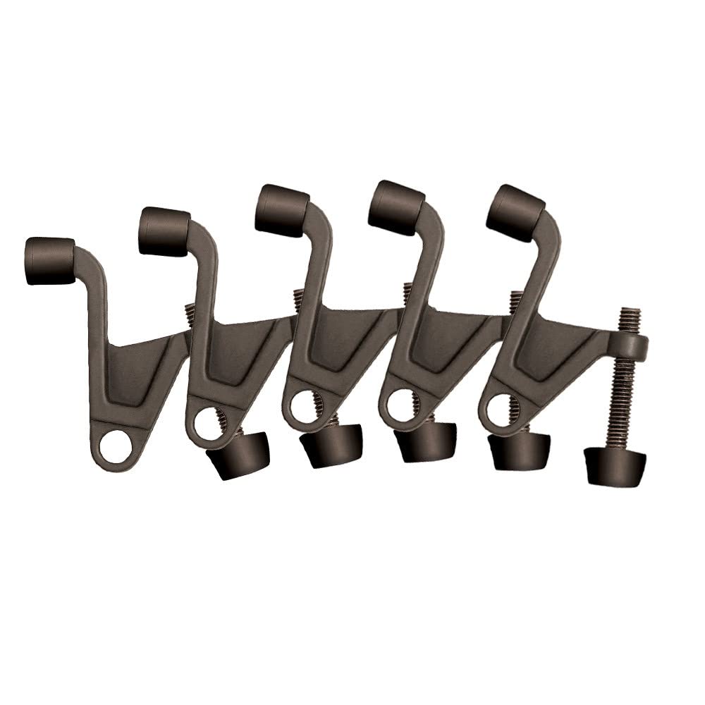 Design House 181859 Jumbo Hinge Pin Stop Wall Protector With Rubber Tip Adjustable Door Stoppers, 5 Pack, Oil Rubbed Bronze