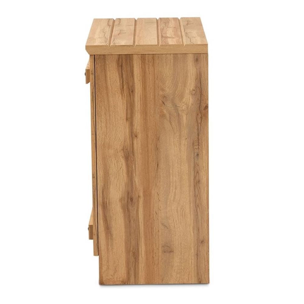 Baxton Studio Sorina Natural Oak Brown Finished Wood 2-Door Shoe Cabinet