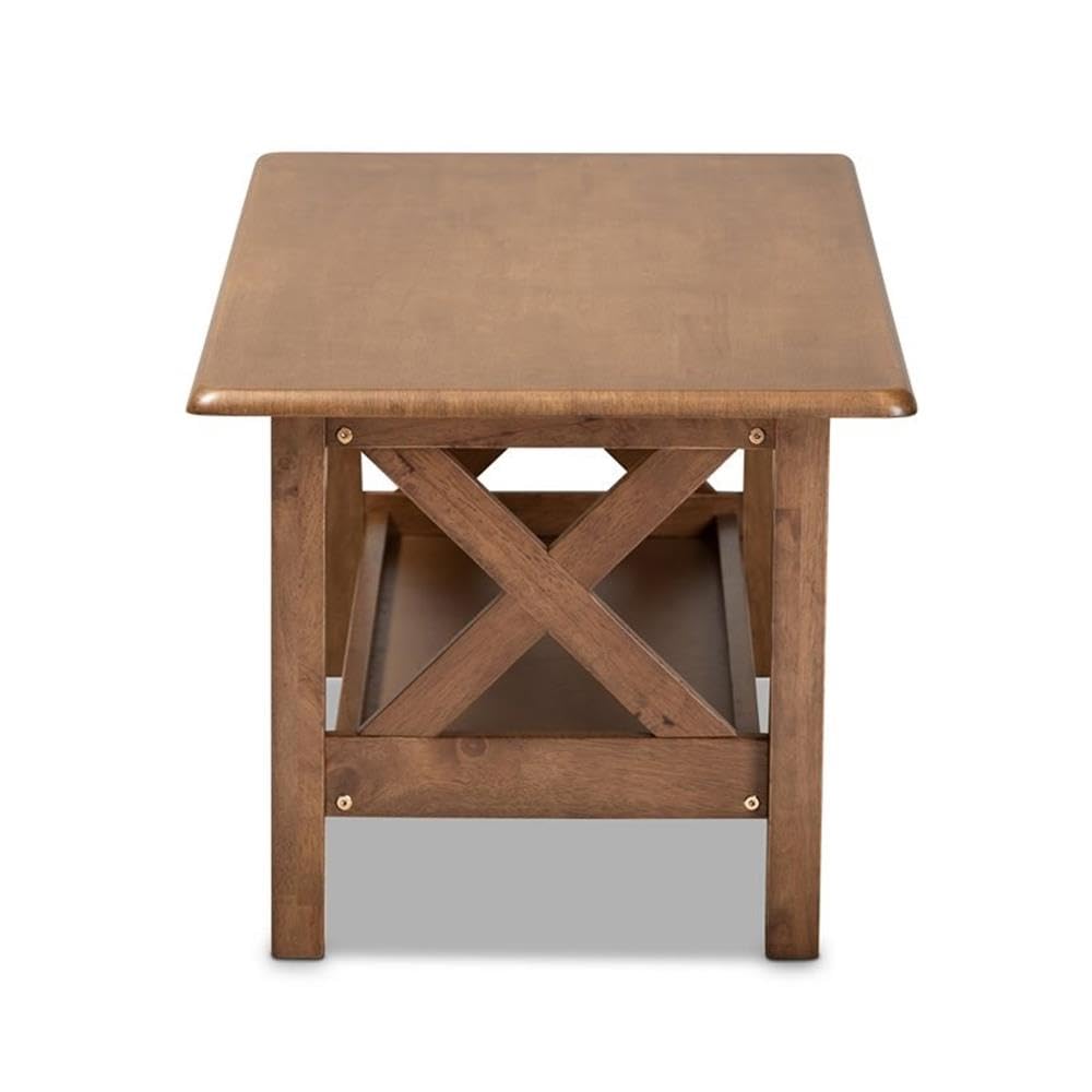 Baxton Studio Reese Traditional Transitional Walnut Brown Finished Rectangular Wood Coffee Table