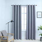 Vidaxl Blackout Curtains With Rings - Gray - 54"X95" - Fabric Material - Ideal For Living Room, Bedroom, Office - Machine Washable - Blocks Up To 95% Light