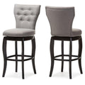 Baxton Studio Leonice Grey Fabric Upholstered Button-Tufted Swivel Barstool (Set of 2), 29, Gray
