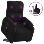 vidaXL Stand up Massage Recliner Chair - Black Microfiber Power Lift, Motorized Stand-Up Aid, Manual Recline, Vibration Massage, Comfortable Seating
