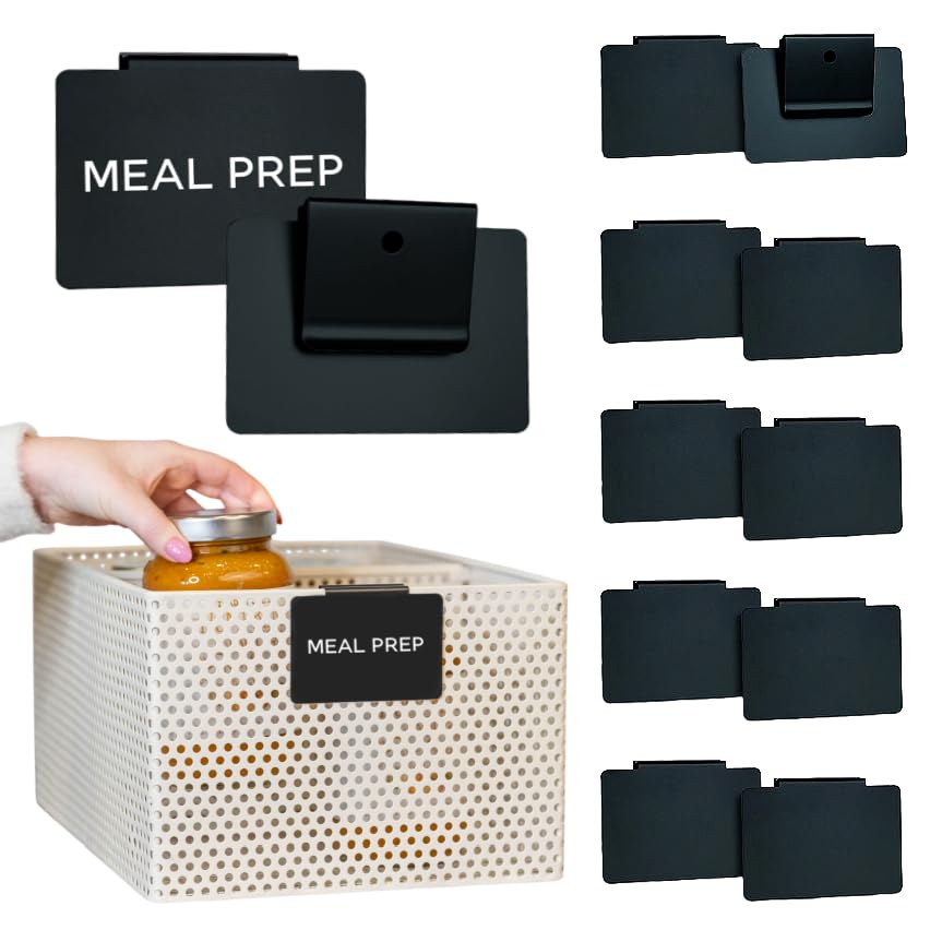 Tidy Style Storage Bin Label Holders ClipOn  10 Pack Metal Basket Labels for Pantry, Baskets, Shelves & Organization Bins, 3.5
