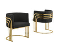 Best Quality Furniture Teddy Fabric, 19" Barrel Chair, Black/Gold