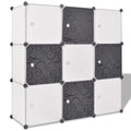 vidaXL Stylish Multifunctional Storage Cube Organizer - 9 Compartments - PP Film and Chrome-Plated Steel Wire - Easy-to-Assemble - Black and White