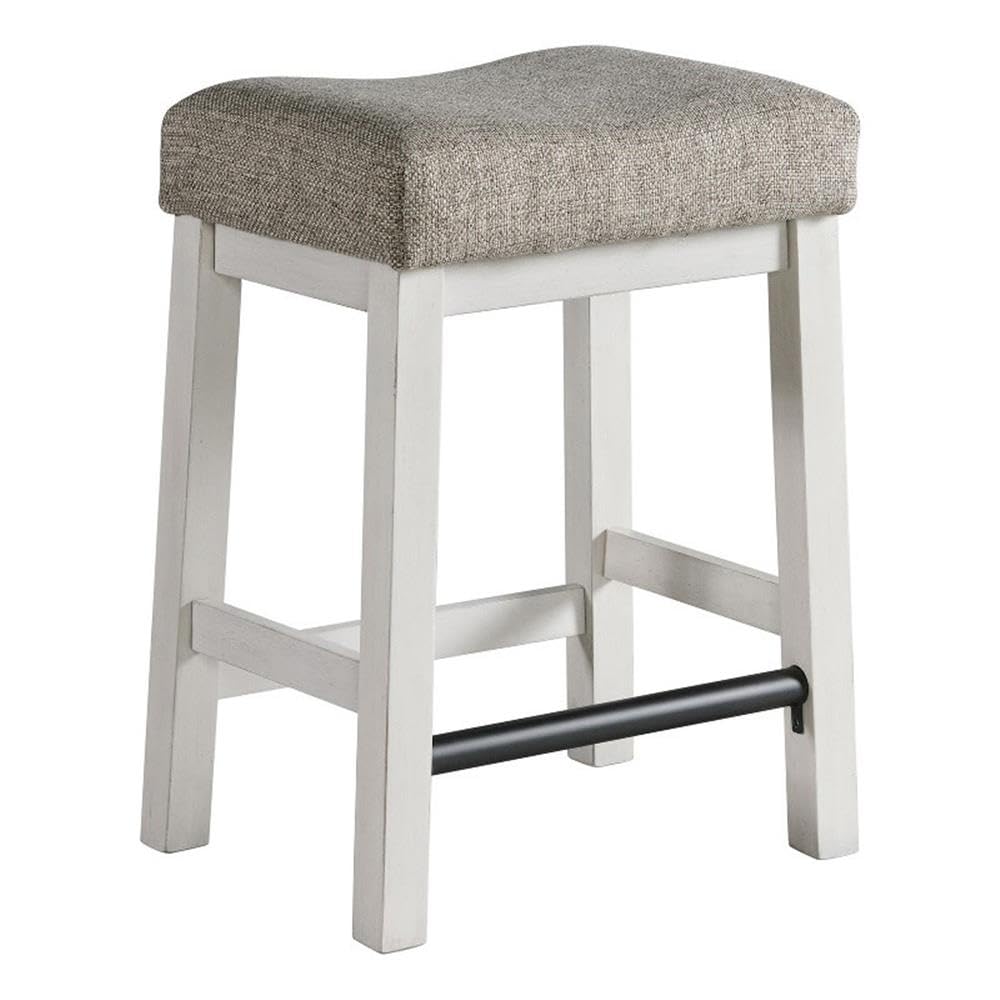 Intercon Drake Backless Bar Stool with Cushion Seat, Set of 2, Rustic White & French Oak