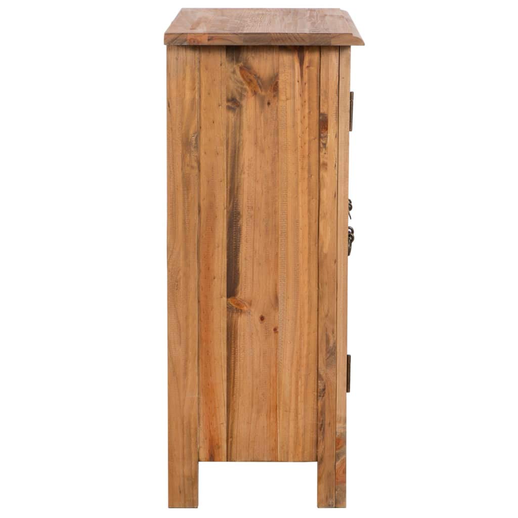 vidaXL Retro-Style Wooden Side Cabinet - Solid Pinewood, Brown, Features an Interior Shelf, Suitable for Bathrooms, Bedrooms and Living Rooms