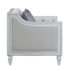 Acme Katia Chair in Gray Linen & White Finish