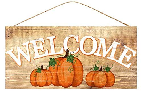 Rustic Pumpkins Thanksgiving Welcome Sign - 12.5' x 6', Fall Decor, Halloween, Front Door Decor, Autumn Wreath Decoration, Hom