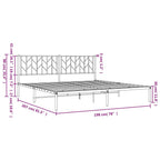 vidaXL 12'' King Metal Bed Frames with Headboard, Platform Bed Frame with Strong Metal Slats Support, Under Bed Storage, Noise Free, Black, Without Mattress