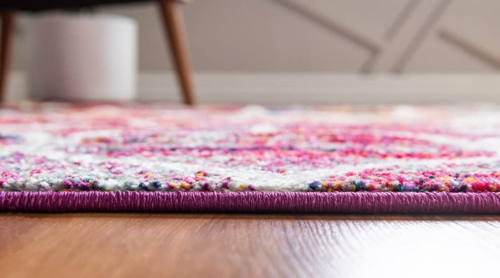 Unique Loom Trellis Frieze Collection Area Rug - Rounded (2' X 13' Runner, Multi/ Black)