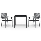 vidaXL Anthracite Steel Patio Dining Set, Including a Stable Table and Stackable Chairs with Armrests for Outdoor Garden, Porch and Balcony