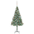 Vidaxl Artificial Prelit Christmas Tree W/Balls & Pinecones  70.9 Inch  Led Xmas Tree  Frosted Tips, Shiny/Matt/Glitter Rose Gold