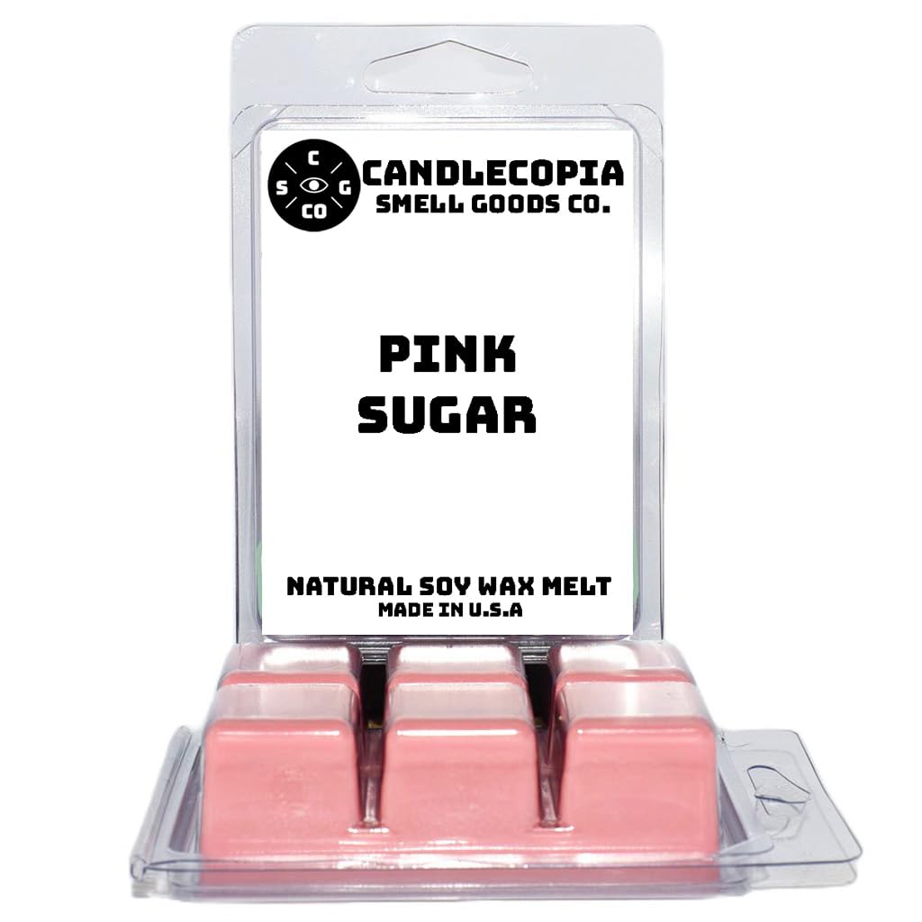 Candlecopia Pink Sugar Strongly Scented Hand Poured Vegan Wax Melts, 12 Scented Wax Cubes, 6.4 Ounces in 2 x 6-Packs