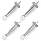 Homotek 4 Pack Heavy Duty Solid Rigid Door Stop With Soft Rubber Tip, Zinc Die Cast Door Stopper Protect Wall & Door, Satin Nick
