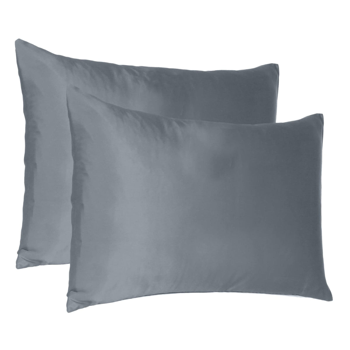 HomeRoots Dark Gray Dreamy Set of 2 Silky Satin King Pillowcases