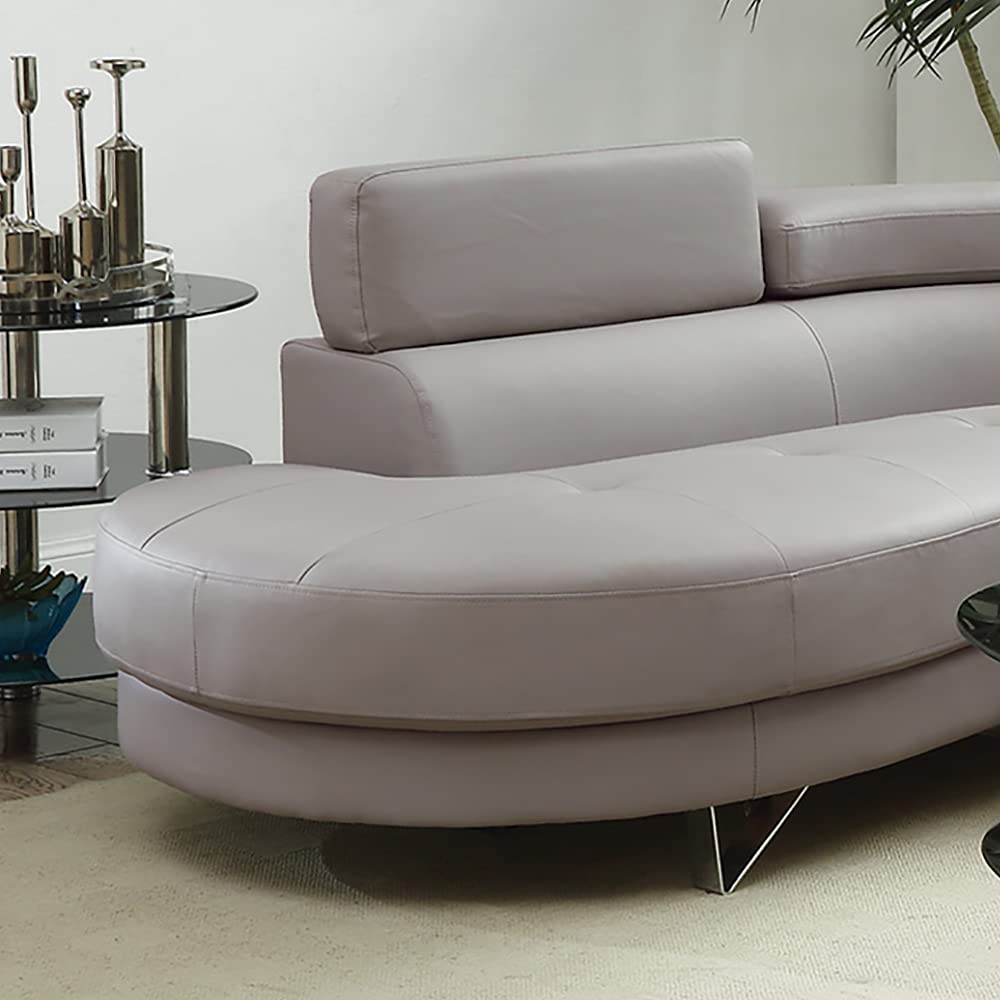simple relax Faux Leather 2 Piece Sectional in Light Grey