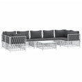 vidaXL 8 Piece Patio Lounge Set with Cushions White Steel