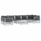 vidaXL 8 Piece Patio Lounge Set with Cushions White Steel