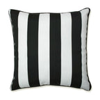 Pillow Perfect Stripe Indoor/Outdoor Accent Throw Pillow, Plush Fill, Weather, And Fade Resistant, Floor - 25' X 25', Black/Wh