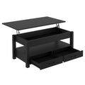 Rolanstar Coffee Table, 47' Lift Top Coffee Table With Drawers And Hidden Compartment, Retro Central Table With Wooden Lift Tabletop, For Living Room,Black