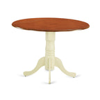 East West Furniture DLDO5-BMK-W Dublin 5 Piece Kitchen Set for 4 Includes a Round Room Table with Dropleaf and 4 Dining Chairs, 42x42 Inch, Buttermilk & Cherry