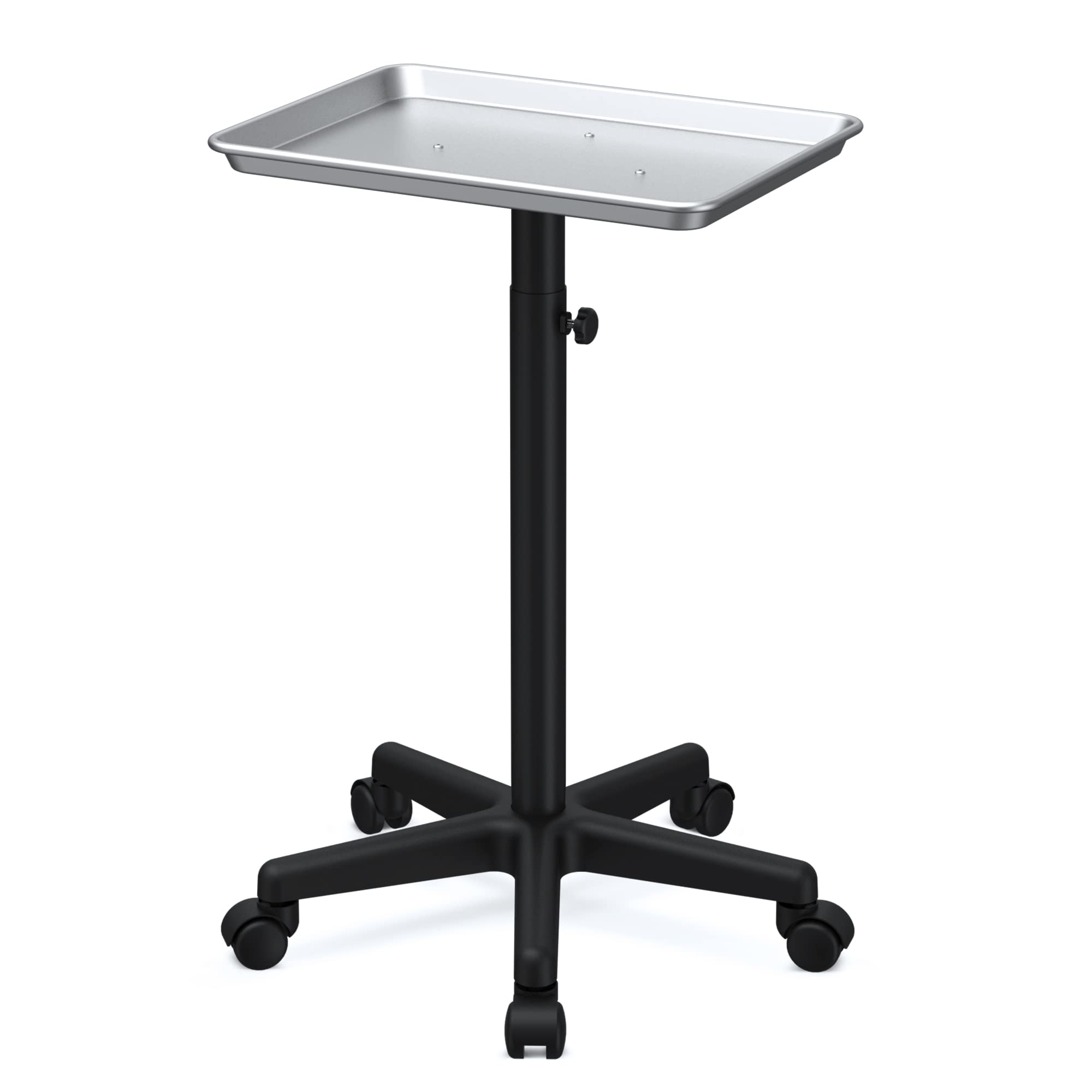 Premium Aluminum Instrument Salon Tray Tattoo Rolling Tray Station-Silver