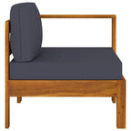 vidaXL Solid Acacia Wood Middle Garden Sofa, Single-Armrest, Dark Gray, Thick Cushions, Easy Assembly, Weather-Resistant, Outdoor Furniture