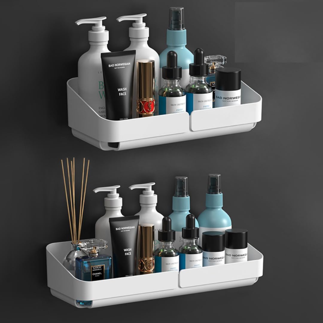 Shreeshann 2 Pcs SelfAdhesiv Toilet Cosmetic Storage Shelf Durable Bathroom Organiser Without Drill & Kitchen Organizer Rack Ba