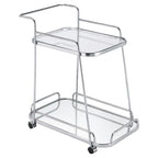 Acme Aegis 2 Glass Tier ShelvesServing Cart with Wheels in Clear and Chrome