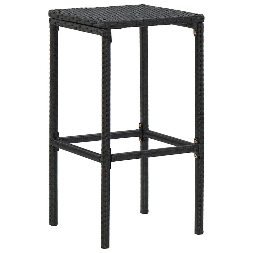 vidaXL Bar Stools with Cushions 4 pcs - Modern Style, Black Poly Rattan & Steel Frame, Weather Resistant, Comfortable Seat with Footrest, Easy Maintenance, Suitable for Indoor and Outdoor Use