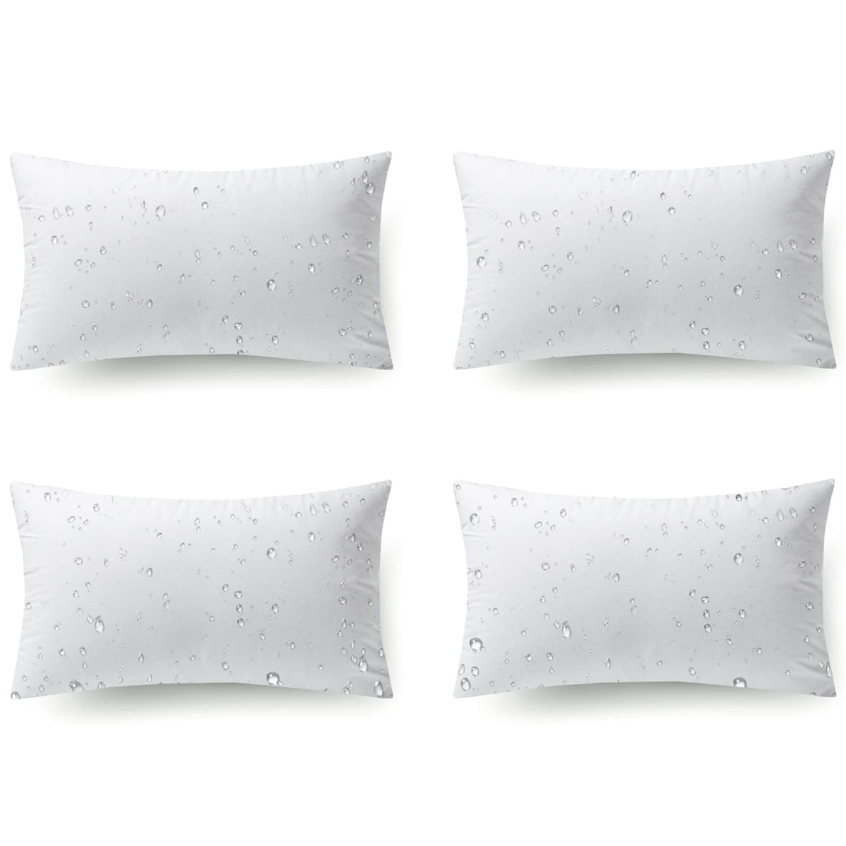 Phantoscope 12 X 20 Outdoor Pillow Inserts - Pack Of 4 Outdoor Pillows Water Resistant Throw Pillow Inserts Hypoallergenic Square Decorative Couch Sham Cushion Stuffer
