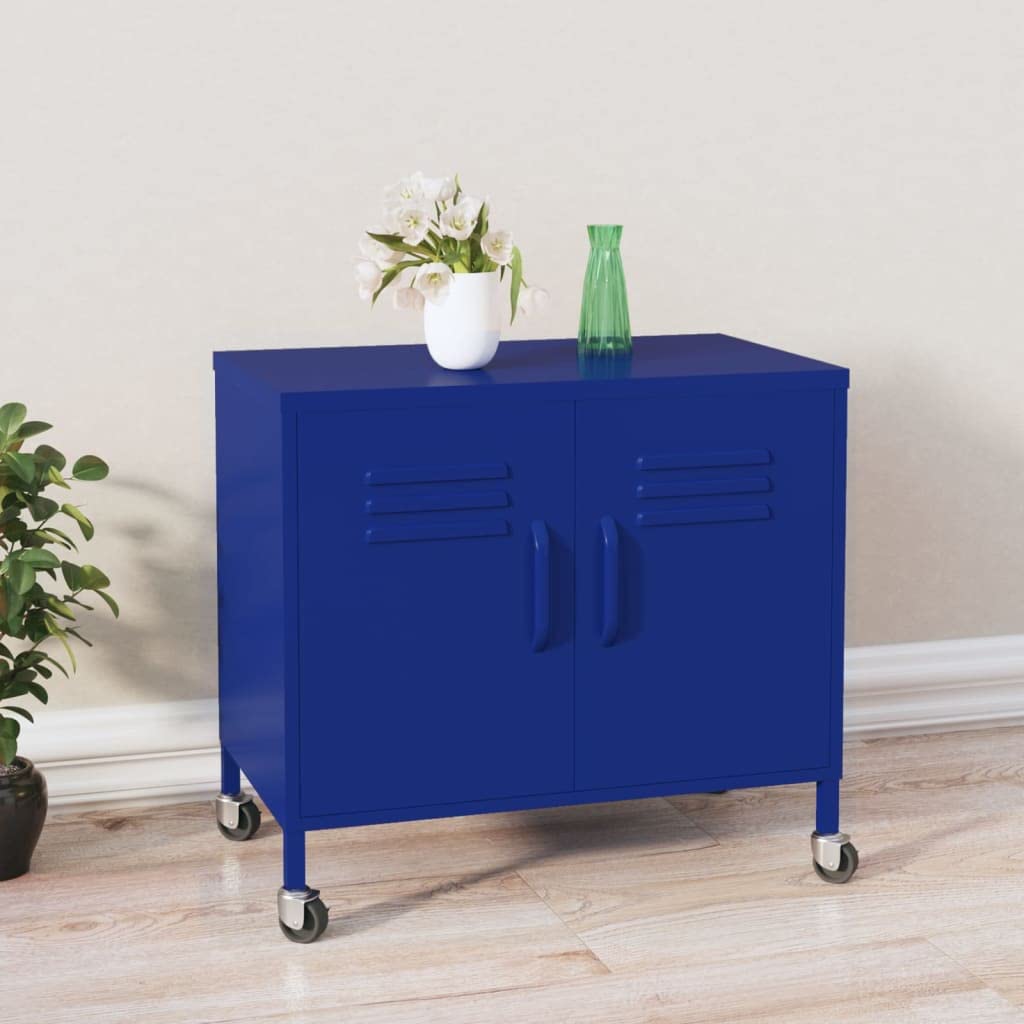 vidaXL Storage Cabinet Navy Blue 23.6"x13.8"x19.3" Steel