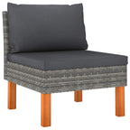 vidaXL Middle Sofas 2 pcs Poly Rattan and Solid Eucalyptus Wood