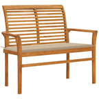 vidaXL Outdoor Patio Bench, Garden Wooden Wheel Bench with Cushion, Front Porch Chair Bench for Patio Porch Poolside Balcony, Solid Wood Teak