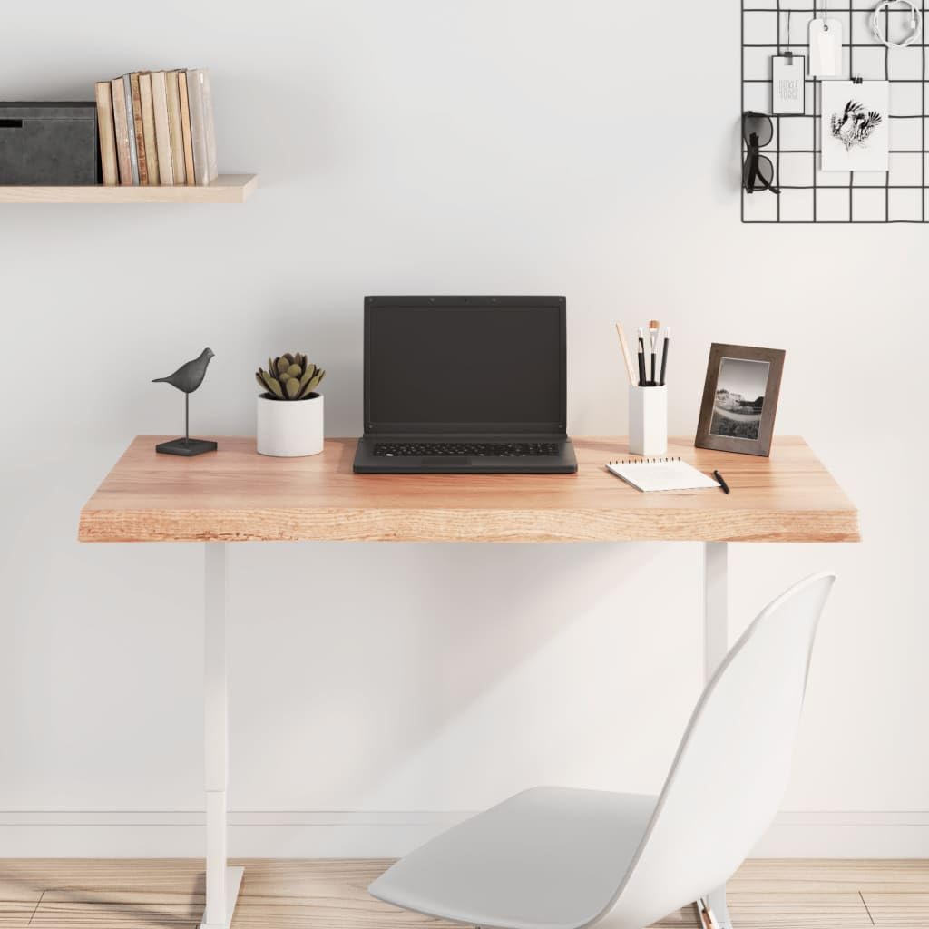 vidaXL Treated Solid Oak Wood Table Top | Live Edge | Home and Office Friendly | Light Brown| Dimensions: 39.4"x19.7"x(0.8"-1.6")