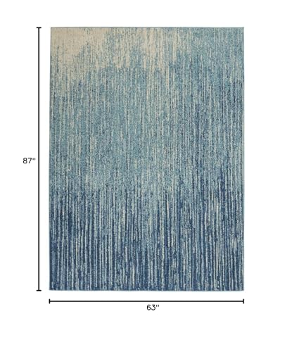 HomeRoots Navy/Light Blue 100% Polypropylene 5’ x 7’ Navy and Light Blue Abstract Area Rug